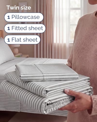 Twin Size 3 Piece Sheet Set (45 - Grey Stripes 2 / Twin)