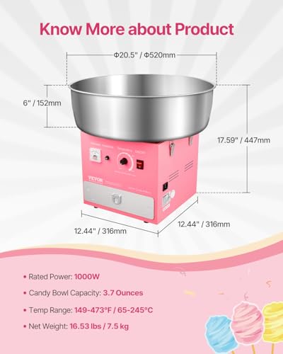 Electric Cotton Candy Machine (Pink / Without Cart)