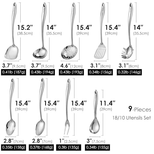 18 10 Stainless Steel Kitchen Utensils Set (9 Count)