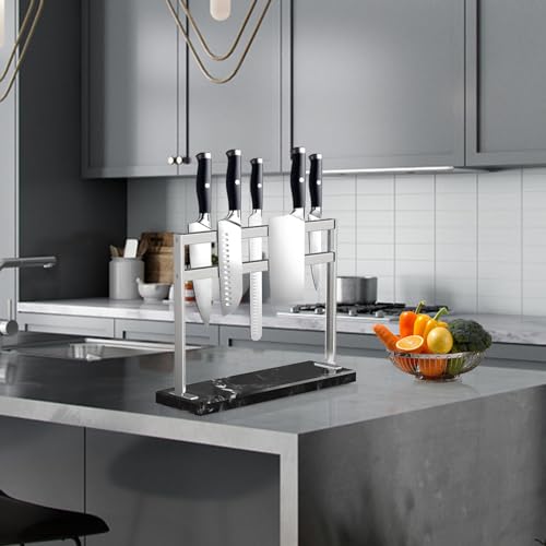 Magnetic Knife Block with Marble Base (Black / No Shield)