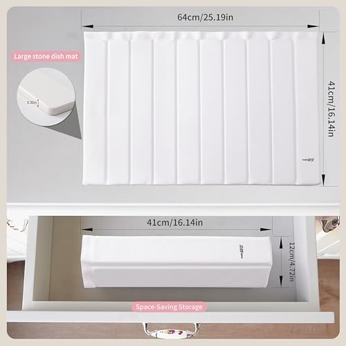 Stone Drying Mat for Kitchen Counter (PU-White)