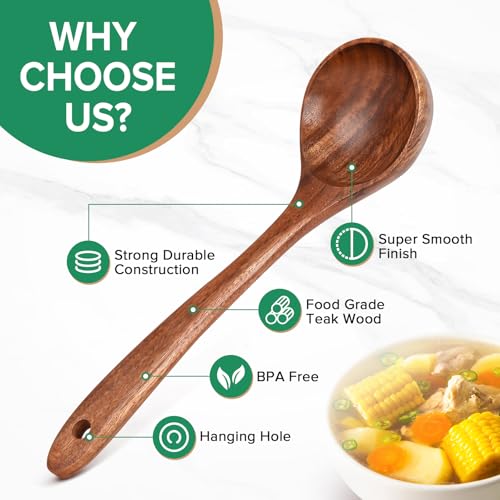 Wooden Soup Ladle Spoons for Cooking Serving