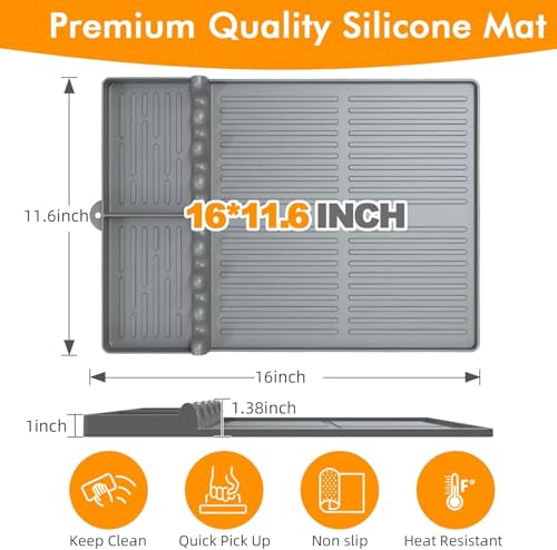 Silicone Griddle Tool Mat for Blackstone and Weber (Grey-2Pcs)