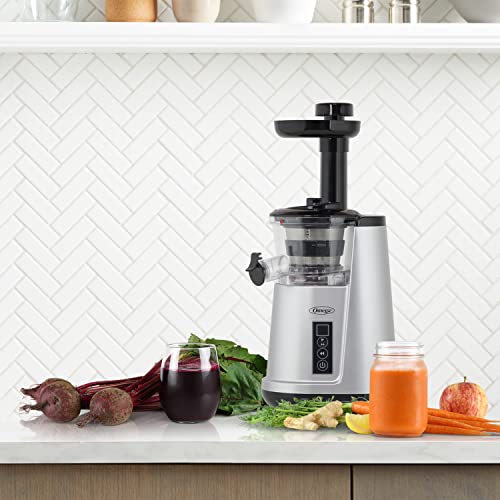 Juicer Cold Press 365 Vertical 65 RPM Slow Masticating Compact Extractor for Fruits and Vegetables with 3 Stage Auger & BPA (Silver Vertical)
