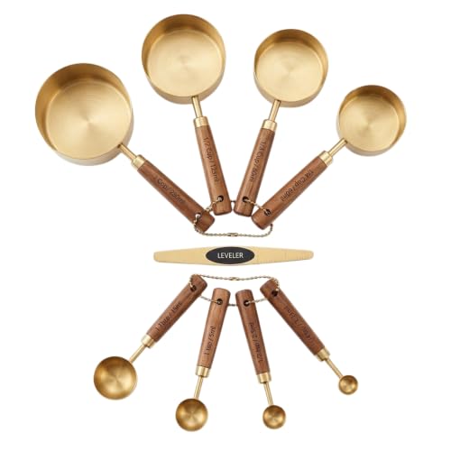 Gold Measuring Cups and Spoons Set with Leveler