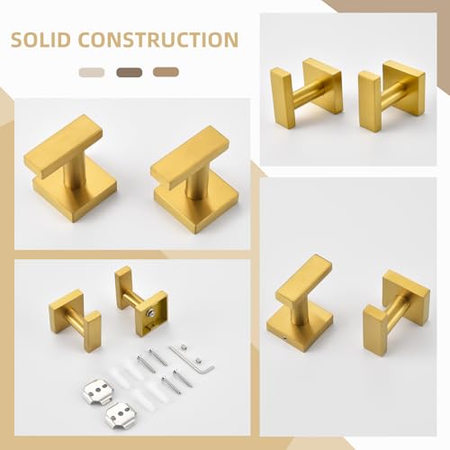 Towel Hooks for Bathroom (Brushed Dark Gold)