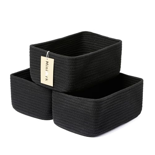 Small Storage Baskets for Organizing (3pcs-L11.5xW7.5xH4.7" / Black)