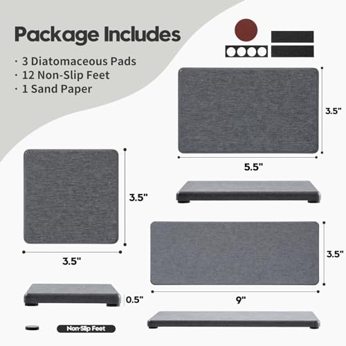 3PCS Water Absorbing Soap Dish Sponge Holder (3 Pack - Charcoal Gray / 9" x 3.5")