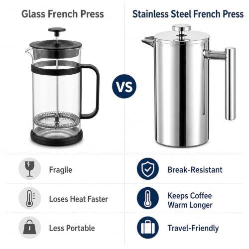 12 oz 350 ml Stainless Steel French Press Coffee Maker (12 oz / Silver)