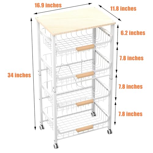5 Layer Fruit Basket Kitchen Food Storage Organizer and Storage Rack (White 5-layer Rack)