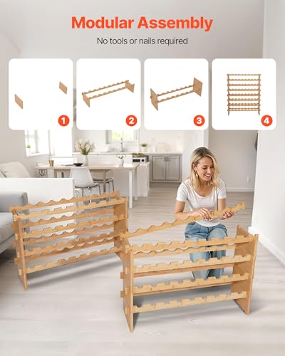 72 Bottle Stackable Modular Wine Rack (Natural Wood Color / Pinot noir model 72 bottle)