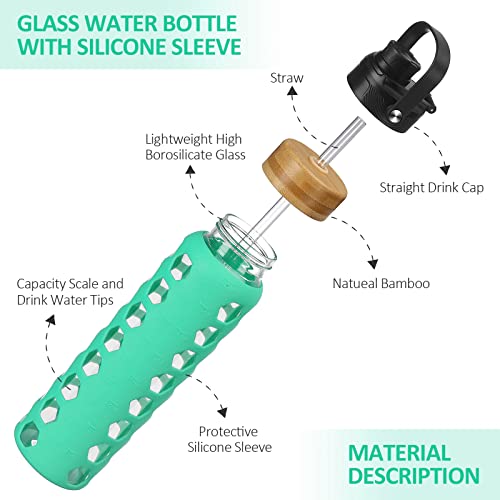 Glass Water Bottle (Green / 32 Ounces)