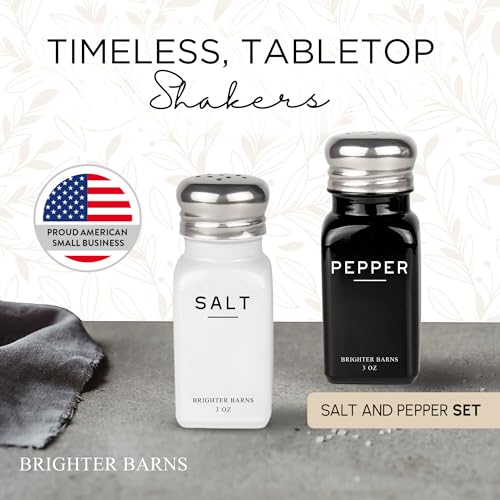 Farmhouse Salt and Pepper Shakers Set by Brighter Barns (Black/White)