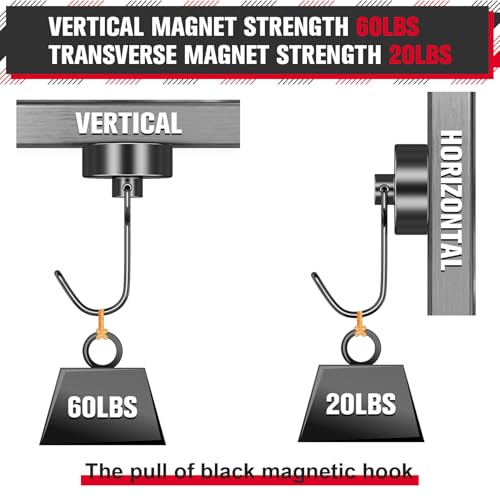 60 LB+ Magnetic Hooks (Black / 0.98in)