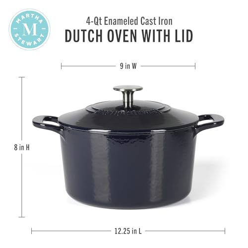 Gatwick 4 Quart Enamel Cast Iron Dutch Oven (Navy Blue / 4-Quart)