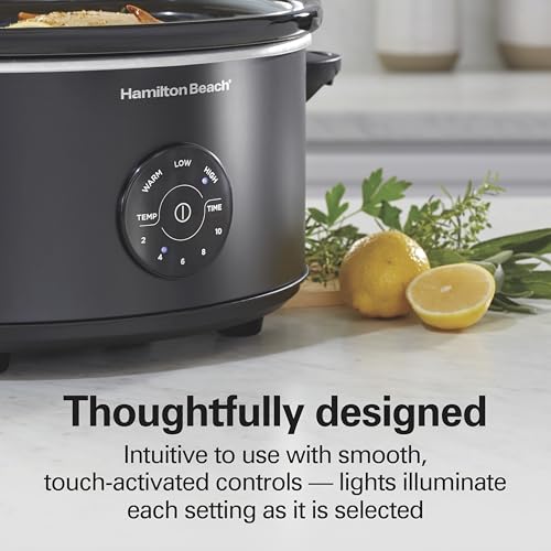 6 Quart Set & Forget Programmable Slow Cooker (6 Quarts, 15 Cooking Options, Black)