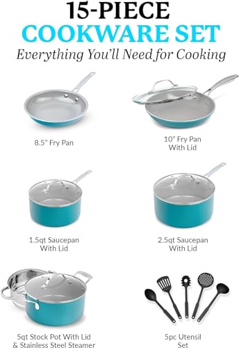 15 Pc Ceramic Cookware Set