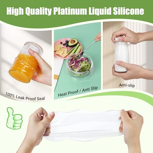 Silicone Stretch Lids for Food Storage (8 Pcs Transparent)