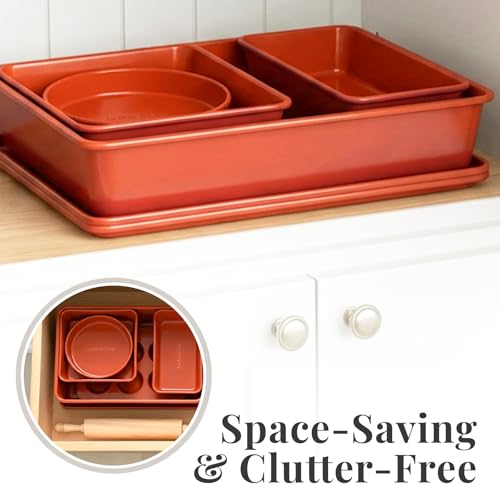 8 Piece Stackable Bakeware Set (Cabernet)