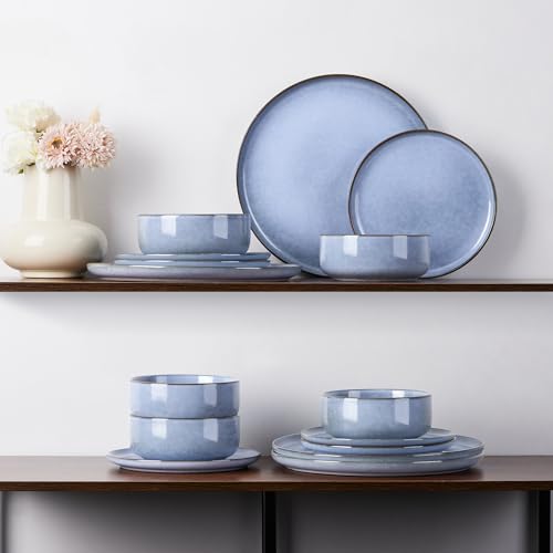 24 Piece Reactive Glaze Dinnerware Sets (Ocean Blue / Service for 8)