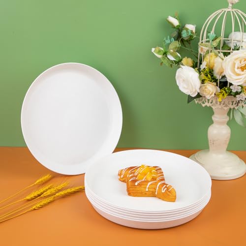 EI 18pcs White Wheat Straw Dinner Plates (White Wheat Straw Plates)