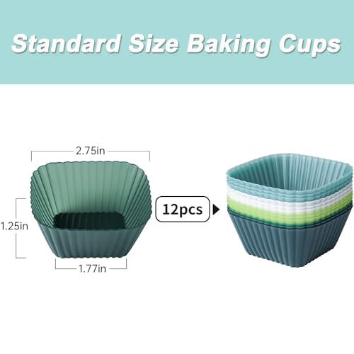 Silicone Muffin Cups Baking Cupcake Liners Square Non (colorful)