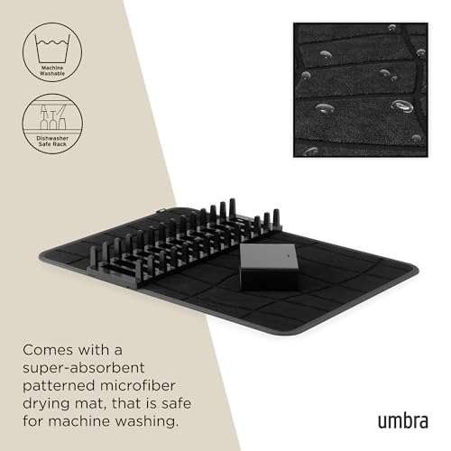 Udry Dish Drying Rack with Microfiber Mat (24" x 17" / Black)