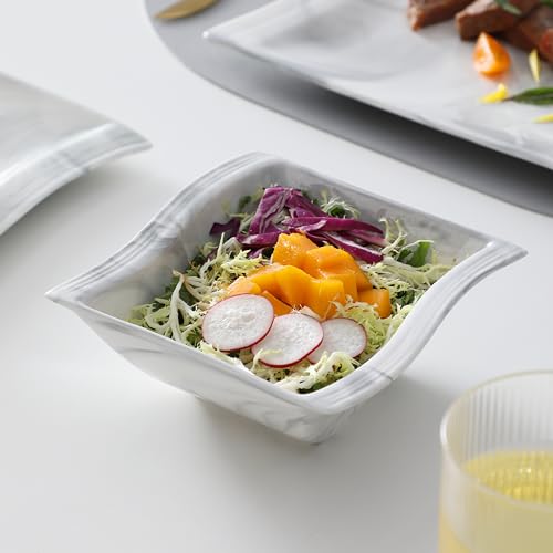 26 Piece Marble Grey Square Dinnerware Sets (26 Piece(Service for 6) / Marble Grey)