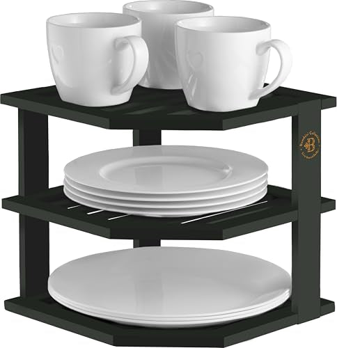 Black Plate Organizer for Cabinet