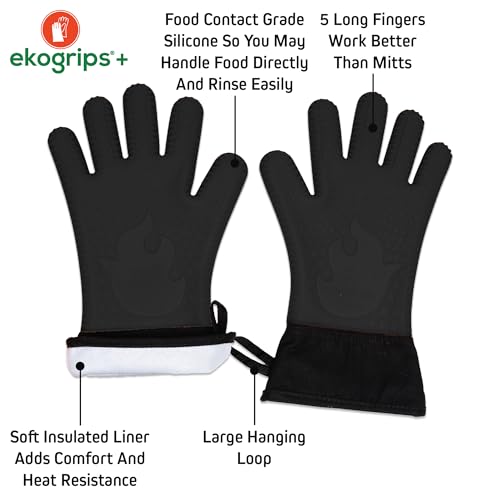 Ekogrips+ Premium Silicone Oven Mitts (Black / L/XL)