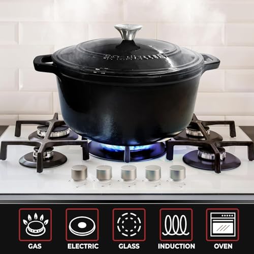 MUELLER HOME 4.5 QT Enameled Cast Iron Dutch Oven (4.5 Quart -Round / Black)