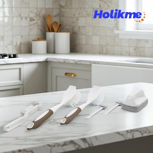 Dish Brush Cleaning Brush Set for Cleaning Groove Gap (Brown)