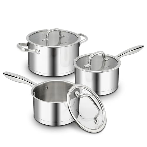 3 Piece Stainless Steel Pots and Pans Set (3 set)