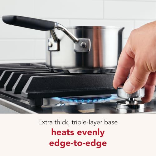 Stainless Steel Induction Sauce Pan with Pour Spouts (Brushed Stainless Steel / 1 Quarts)