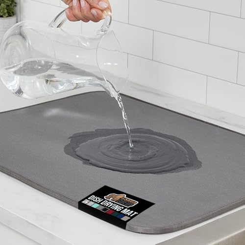 Ultra Absorbent Microfiber Dish Drying Mat (18" x 16" / Microfiber / Gray)