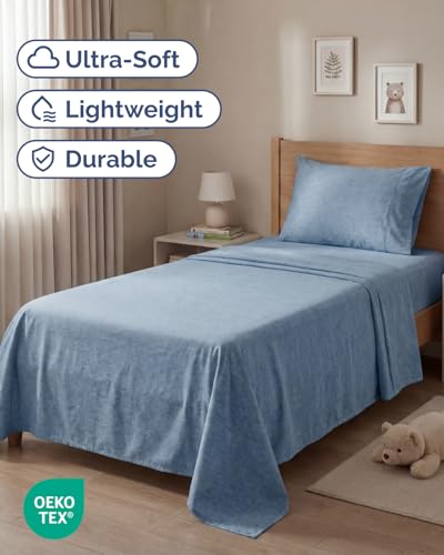 Twin Size 3 Piece Sheet Set (39 - Heathered Blue / Twin)