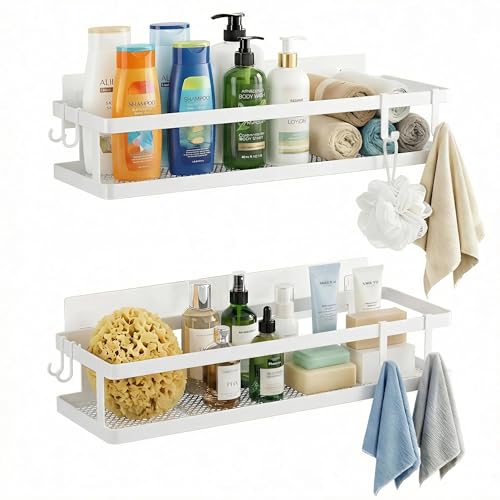 2 Pack 16.5" Extra Long Slim Shower Caddy (White / Minimalist Open (16.5" Extra Long))