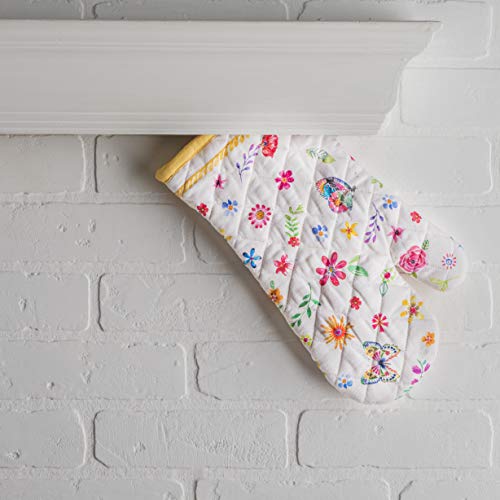 Maison d'Hermine Oven Gloves 100% Cotton Oven Mitt (034 - Happy Florals - Sweety / 7.5" x 13" (Oven Mitt))