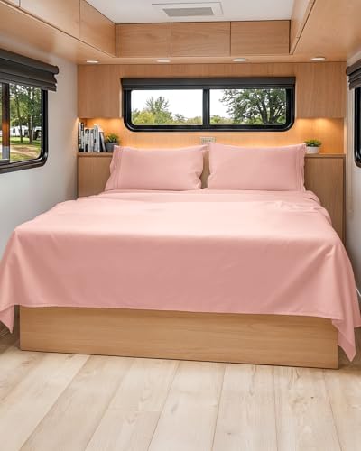 Short Queen Size 4 Piece Bed Sheet Set (31 - Baby Pink / Short Queen)
