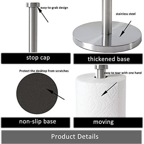 Silver Standing Paper Towel Holder for Kitchen& Bathroom Countertop