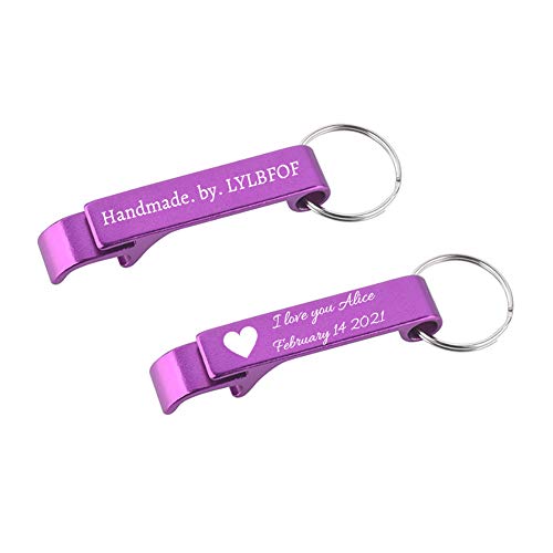 100pcs Personalized Bottle Opener Keychain Custom Aluminum Beer Bottle Opener Engraved Any Text (100 Count)