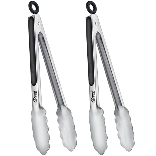 Stainless Steel Locking Kitchen Tongs for Cooking & Serving (9 inch, 2pack)