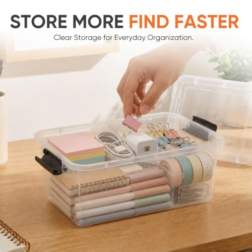 1.05 Quart Mini Clear Plastic Storage Container with Lid (1.05 Quart)