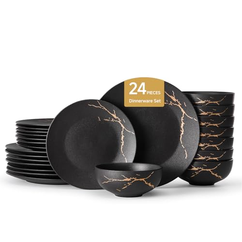 24 Piece Matte Crackle Dinnerware Sets (Service for 8 (24pcs))