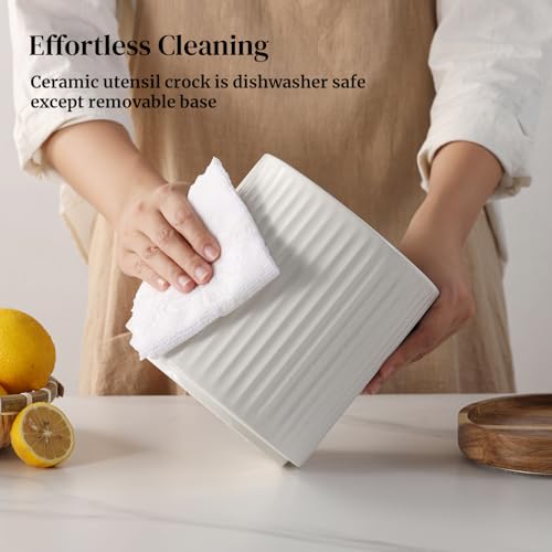 360° Rotating Extra Large Cooking Utensil Holder (White Stripes / 7.6 Inch)