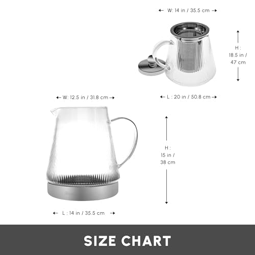 Keops XL Borosilicate Glass Teapot with Infuser and Lid for Stovetop (XL / Silver Transparent)