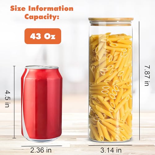 Glass Storage Containers with Airtight Bamboo Lids (6Pack(43oz))