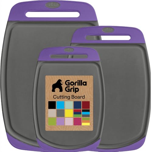 BPA Free Reversible Cutting Board (Gray/Purple / Large (Pack of 3))