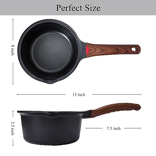 2QT Nonstick Sauce Pan with Lid (Black / 2 Quarts)
