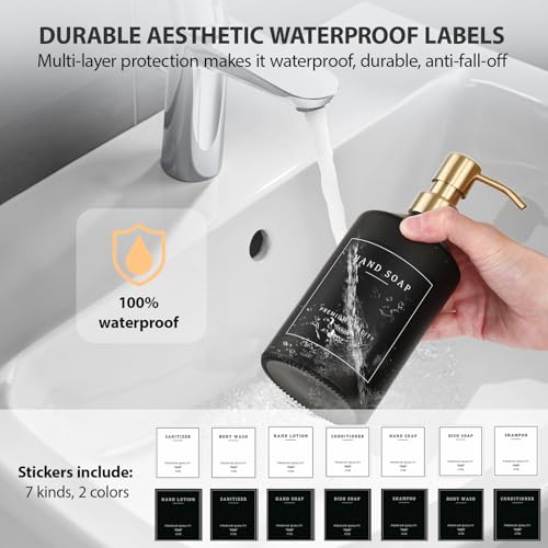 Black Glass Kitchen Hand and Dish Soap Dispenser Set (Black Bottle + Gold Pump)